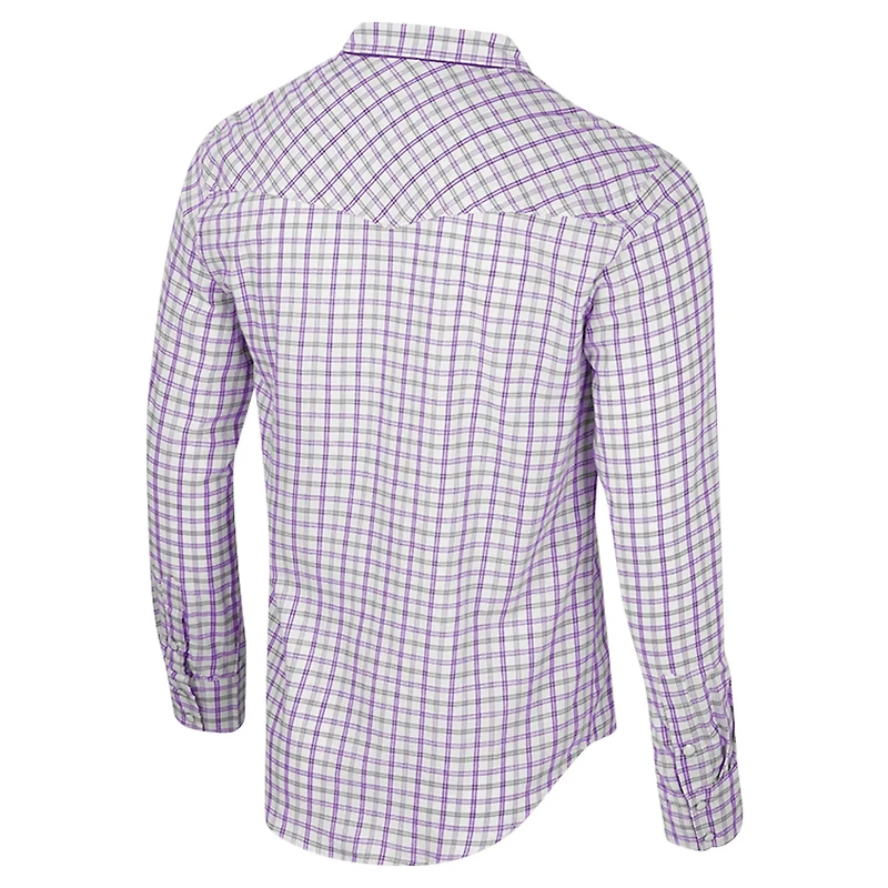 Colosseum x Wrangler LSU Tigers Plaid Window Pane Long Sleeve Full-Snap Shirt