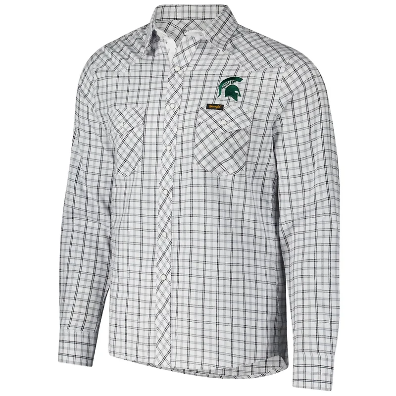 Colosseum x Wrangler Michigan State Spartans Plaid Window Pane Long Sleeve Full-Snap Shirt