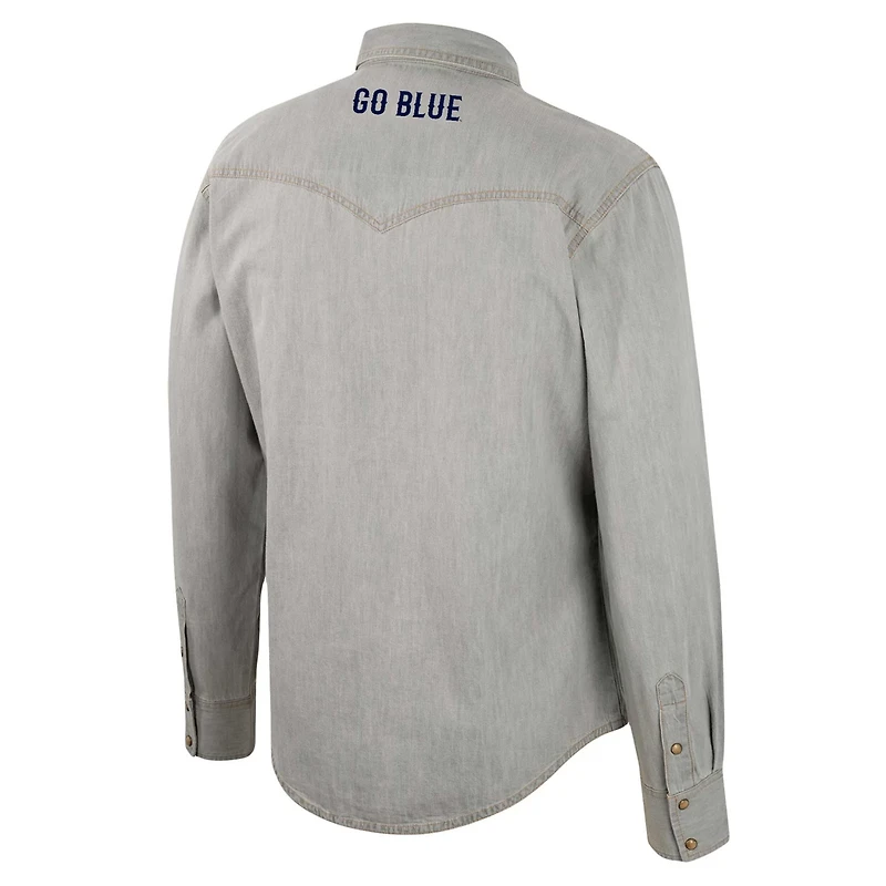 Colosseum x Wrangler Michigan Wolverines Cowboy Cut Western Full-Snap Long Sleeve Shirt