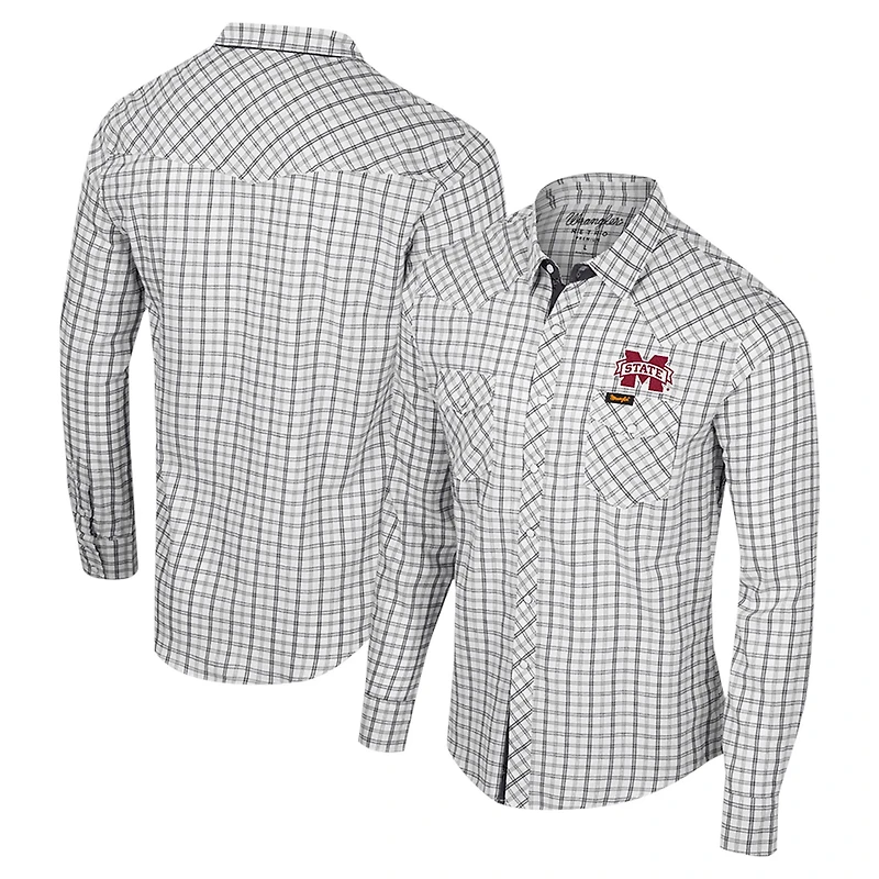 Colosseum x Wrangler Mississippi State Bulldogs Plaid Window Pane Long Sleeve Full-Snap Shirt