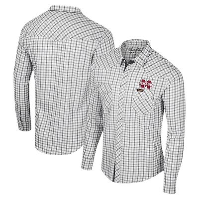 Colosseum x Wrangler Mississippi State Bulldogs Plaid Window Pane Long Sleeve Full-Snap Shirt