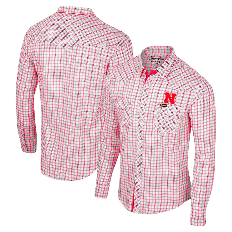 Colosseum x Wrangler Nebraska Huskers Plaid Window Pane Long Sleeve Full-Snap Shirt