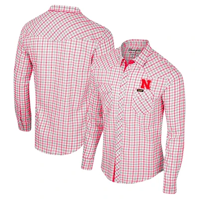 Colosseum x Wrangler Nebraska Huskers Plaid Window Pane Long Sleeve Full-Snap Shirt