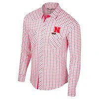 Colosseum x Wrangler Nebraska Huskers Plaid Window Pane Long Sleeve Full-Snap Shirt