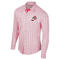 Colosseum x Wrangler Ohio State Buckeyes Plaid Window Pane Long Sleeve Full-Snap Shirt