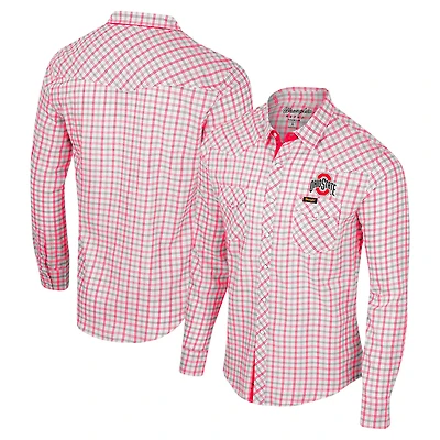 Colosseum x Wrangler Ohio State Buckeyes Plaid Window Pane Long Sleeve Full-Snap Shirt