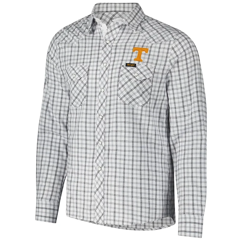 Colosseum x Wrangler Tennessee Volunteers Plaid Window Pane Long Sleeve Full-Snap Shirt
