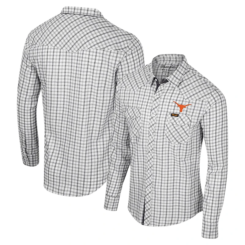 Colosseum x Wrangler Texas Longhorns Plaid Window Pane Long Sleeve Full-Snap Shirt