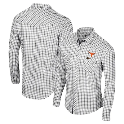Colosseum x Wrangler Texas Longhorns Plaid Window Pane Long Sleeve Full-Snap Shirt