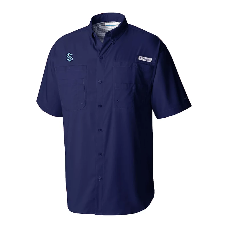 Columbia Deep Sea Seattle Kraken Tamiami Short Sleeve Omni-Wick Button-Down Shirt