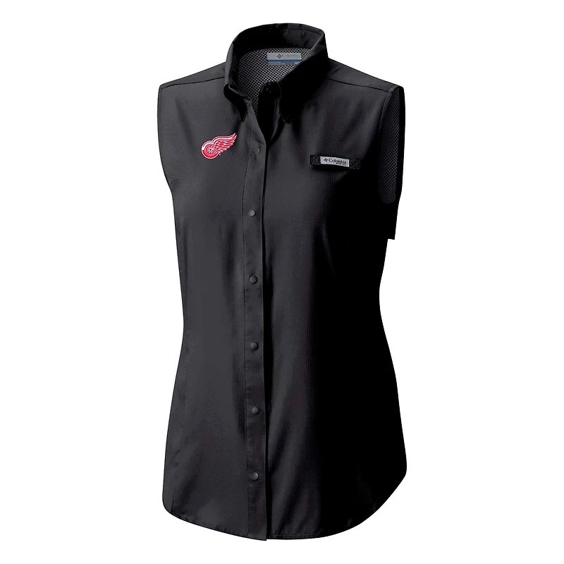 Columbia Detroit Wings Tamiami Omni-Shade Sleeveless Button-Up Shirt