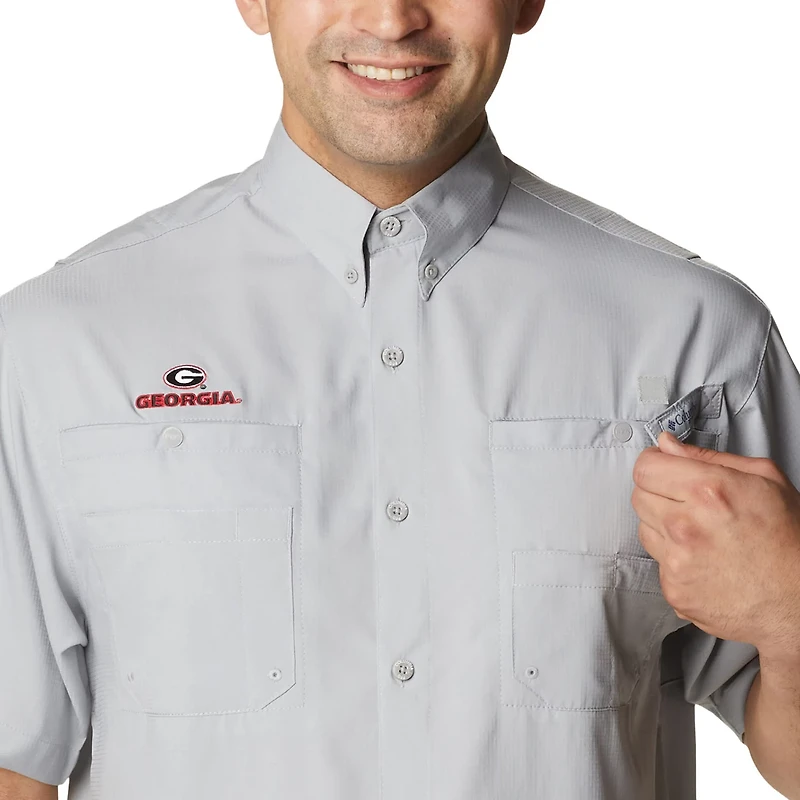 Columbia Georgia Bulldogs Big  Tall Collegiate Tamiami Omni-Shade Full-Button Shirt