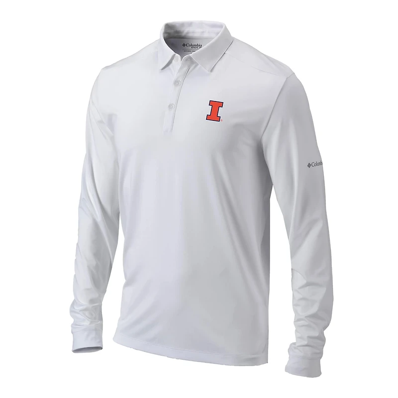 Columbia Illinois Fighting Illini Omni-Wick Pin High Long Sleeve Polo