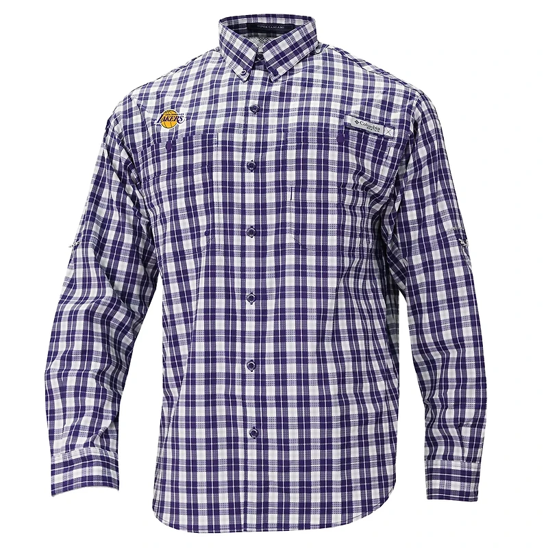 Columbia Los Angeles Lakers Super Tamiami Omni-Shade Long Sleeve Button-Down Shirt