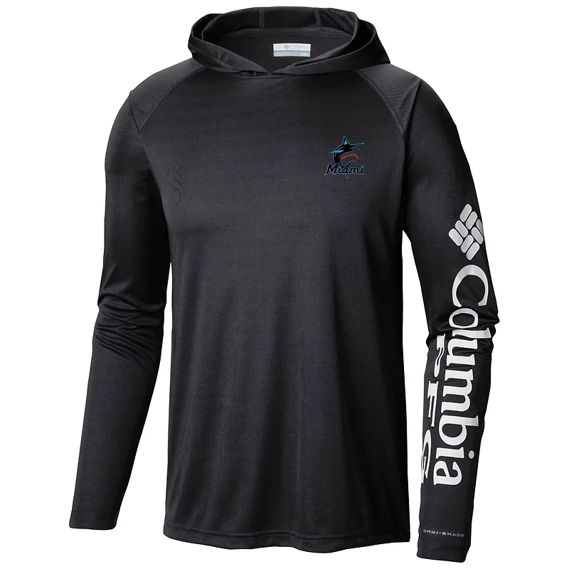 Columbia Miami Marlins Terminal Tackle Long Sleeve Hoodie T-Shirt