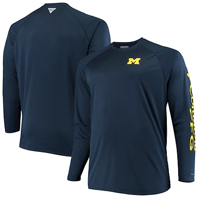 Columbia Michigan Wolverines Big  Tall Terminal Tackle Long Sleeve Omni-Shade T-Shirt