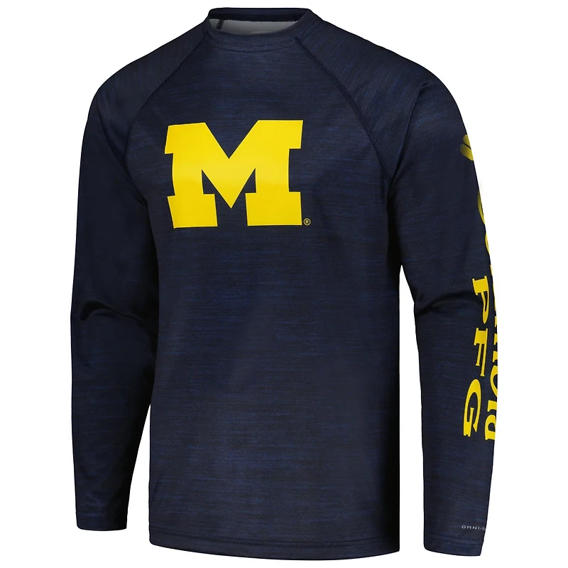 Columbia Michigan Wolverines PFG Terminal Tackle Omni-Shade Raglan Long Sleeve T-Shirt