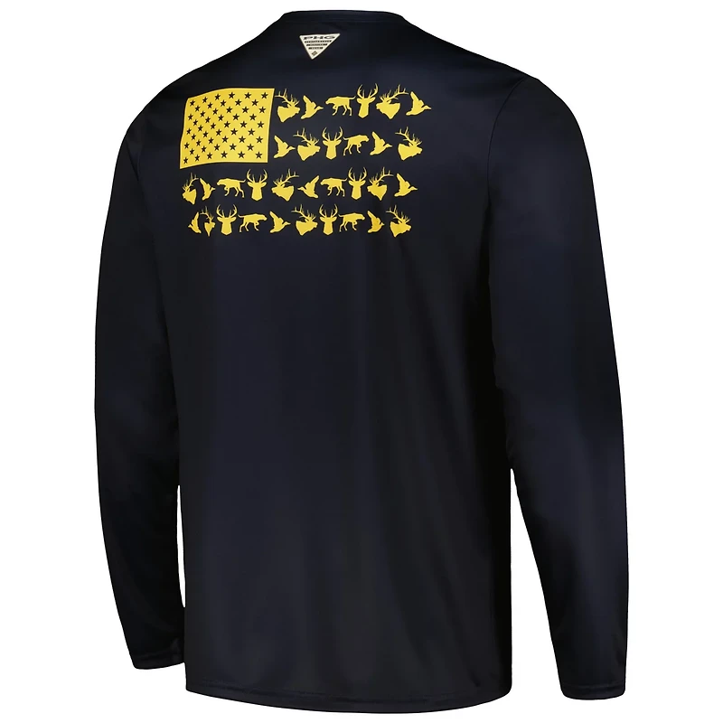 Columbia Michigan Wolverines Terminal Shot Omni-Shade Long Sleeve T-Shirt
