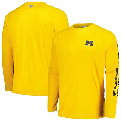 Columbia Michigan Wolverines Terminal Tackle Omni-Shade Raglan Long Sleeve T-Shirt