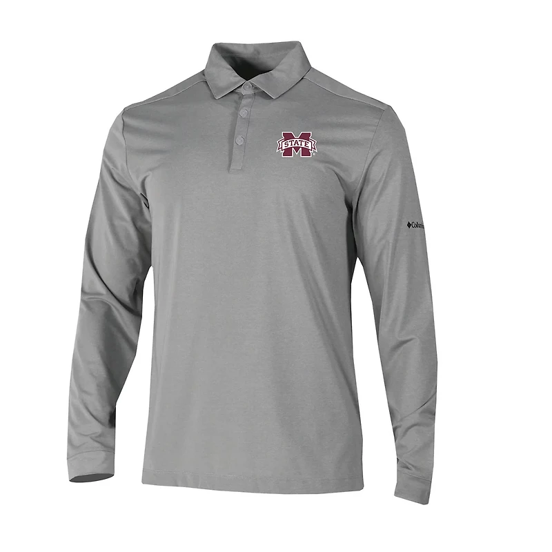 Columbia Mississippi State Bulldogs Omni-Wick Pin High Long Sleeve Polo