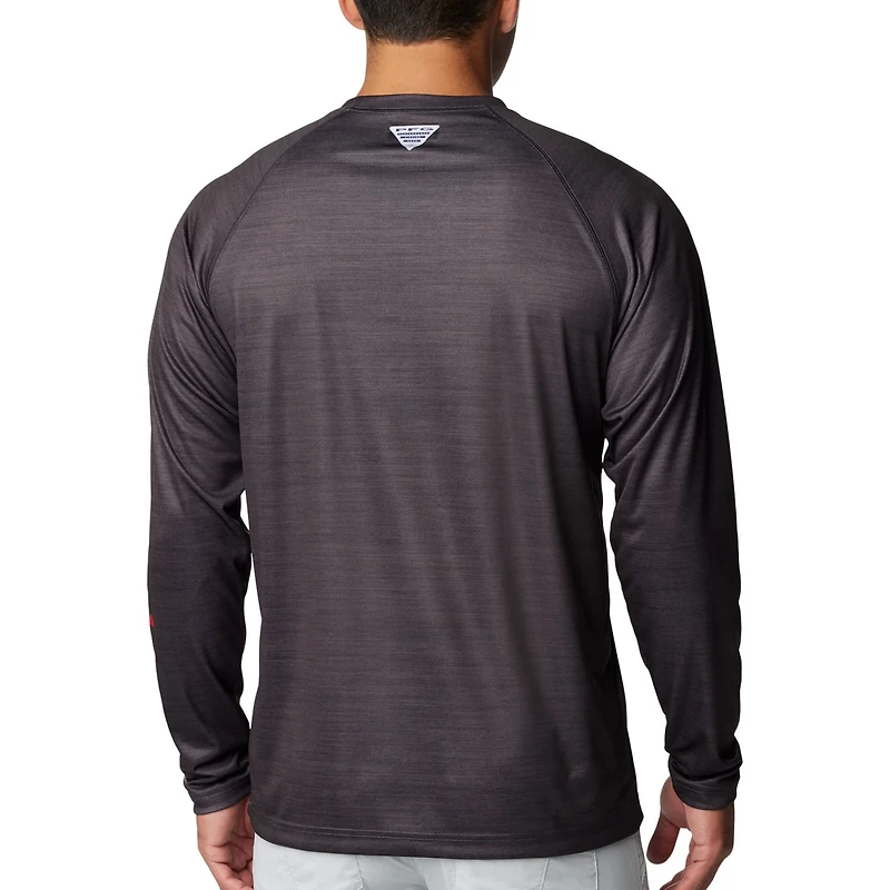 Columbia Nebraska Huskers PFG Terminal Tackle Omni-Shade Raglan Long Sleeve T-Shirt