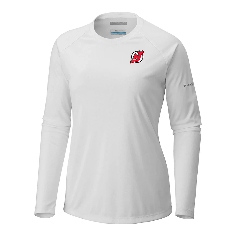 Columbia New Jersey Devils Omni-Shade Tidal Tee II Raglan Long Sleeve T-Shirt