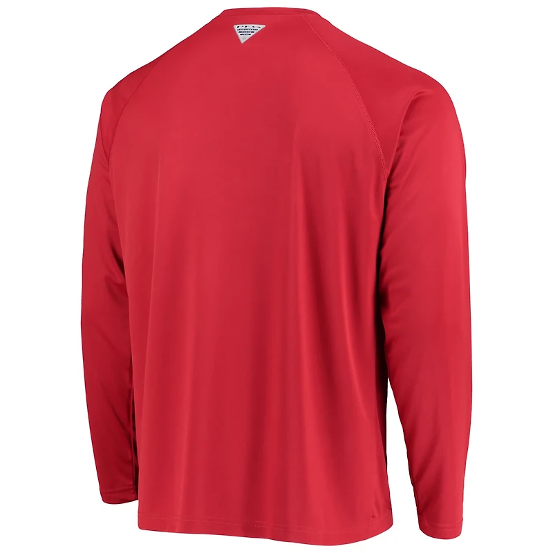 Columbia Ohio State Buckeyes Terminal Tackle Omni-Shade Raglan Long Sleeve T-Shirt