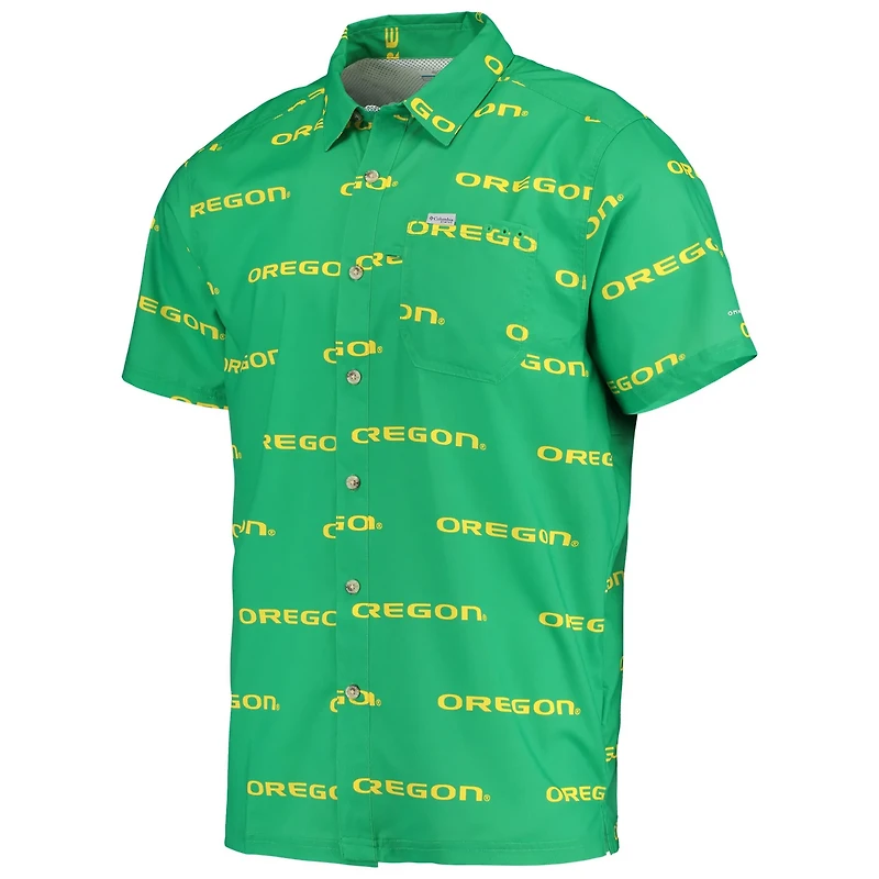 Columbia Oregon Ducks Super Slack Tide Omni-Shade Button-Up Shirt