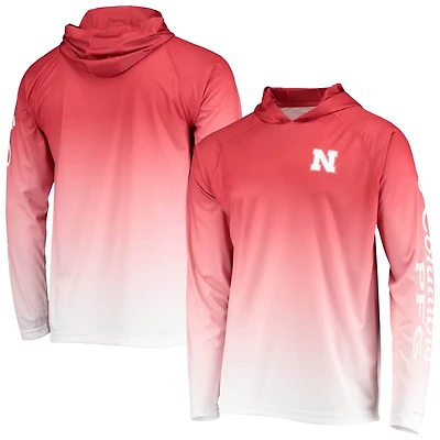Columbia PFG Nebraska Huskers Terminal Tackle Omni-Shade UPF 50 Long Sleeve Hooded Top