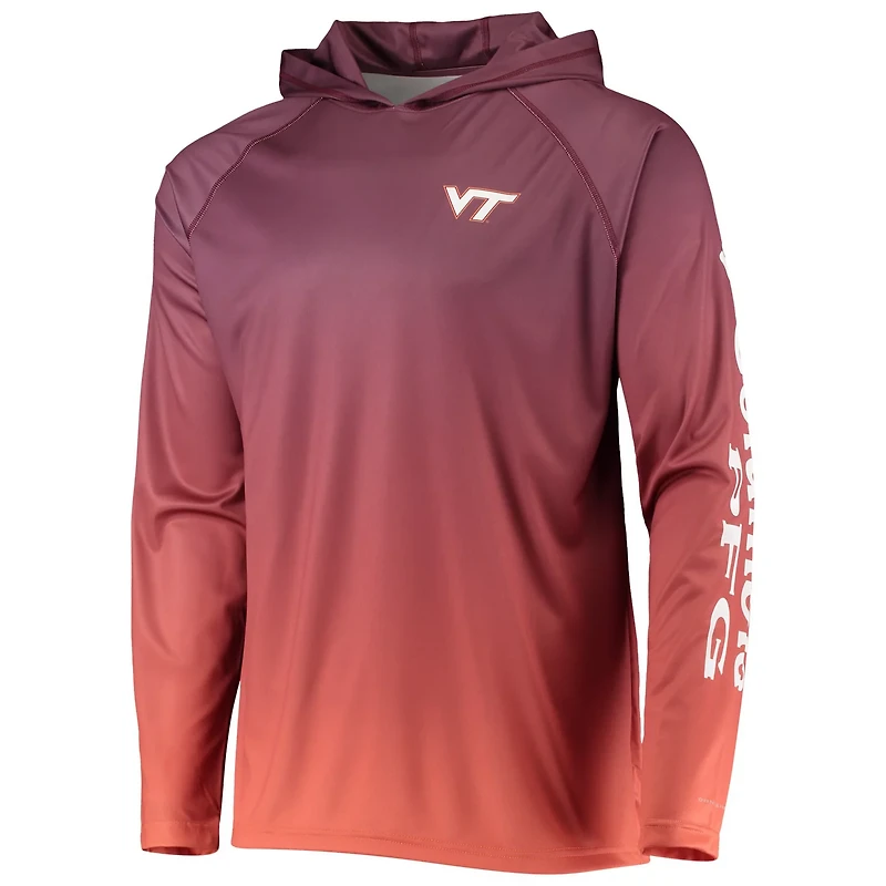 Columbia PFG Virginia Tech Hokies Terminal Tackle Omni-Shade UPF 50 Long Sleeve Hooded Top