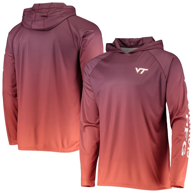 Columbia PFG Virginia Tech Hokies Terminal Tackle Omni-Shade UPF 50 Long Sleeve Hooded Top