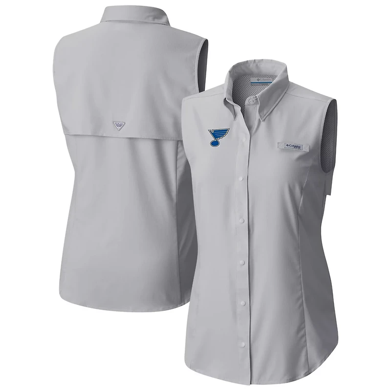 Columbia St Louis Blues Tamiami Omni-Shade Sleeveless Button-Up Shirt