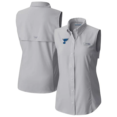 Columbia St Louis Blues Tamiami Omni-Shade Sleeveless Button-Up Shirt