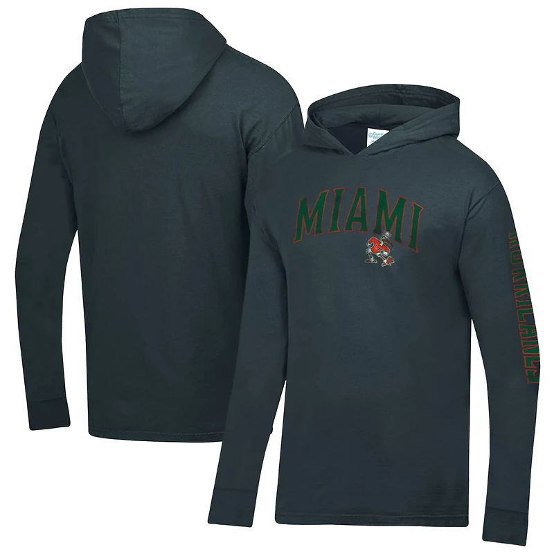 ComfortWash Miami Hurricanes Long Sleeve Hooded T-Shirt