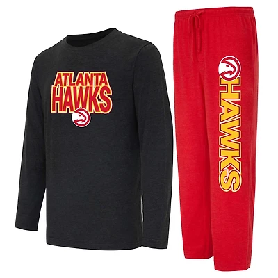 Concepts Sport Black Atlanta Hawks Meter Long Sleeve T-Shirt  Pants Sleep Set