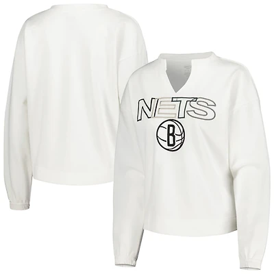 Concepts Sport Brooklyn Nets Sunray Notch Neck Long Sleeve T-Shirt