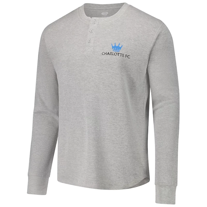 Concepts Sport Charlotte FC Region Thermal Knit Henley Long Sleeve T-Shirt