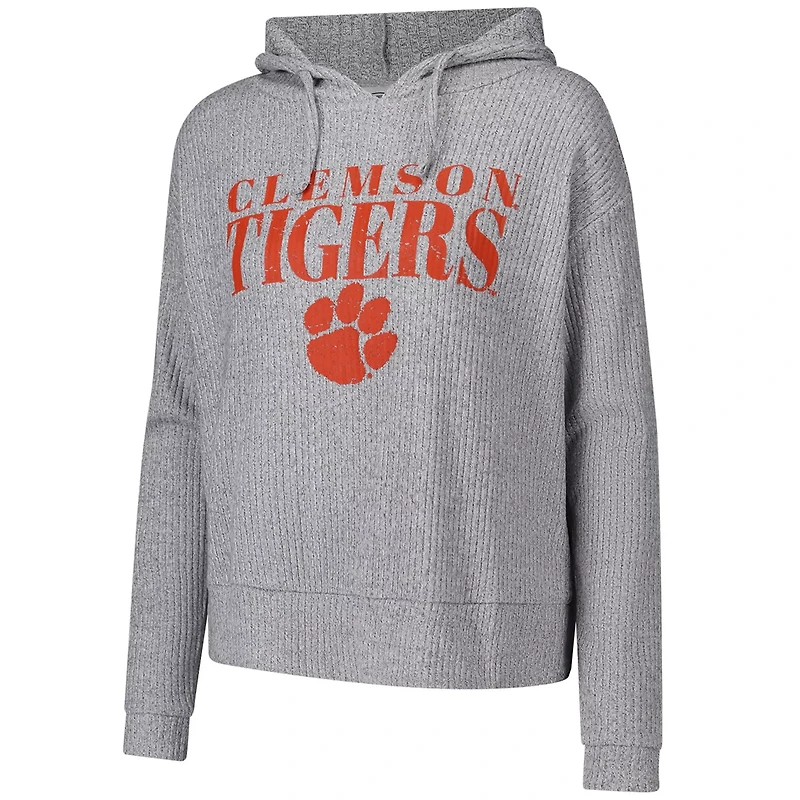 Concepts Sport Clemson Tigers Juniper Soft Modest Cropped Long Sleeve Hoodie T-Shirt