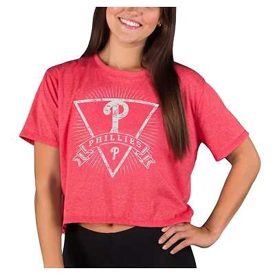 Concepts Sport Heather Philadelphia Phillies Distressed Quest Boxy Cropped Top