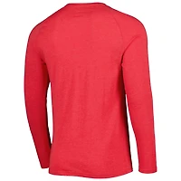 Concepts Sport Heathered Chicago Bulls Left Chest Henley Raglan Long Sleeve T-Shirt