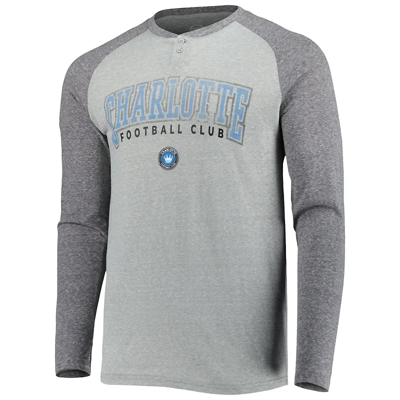 Concepts Sport Heathered Gray/Heathered Charlotte FC Ledger Raglan Long Sleeve T-Shirt