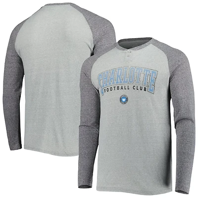 Concepts Sport Heathered Gray/Heathered Charlotte FC Ledger Raglan Long Sleeve T-Shirt