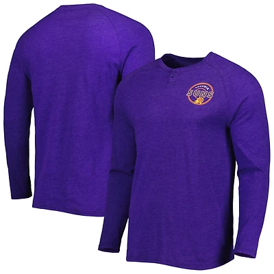 Concepts Sport Heathered Phoenix Suns Left Chest Henley Raglan Long Sleeve T-Shirt
