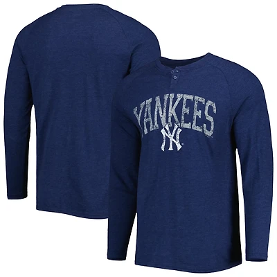 Concepts Sport New York Yankees Inertia Raglan Long Sleeve Henley T-Shirt