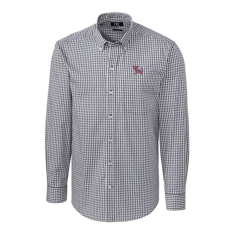 Cutter Buck Clemson Tigers Easy Care Stretch Gingham Long Sleeve Button-Down Shirt