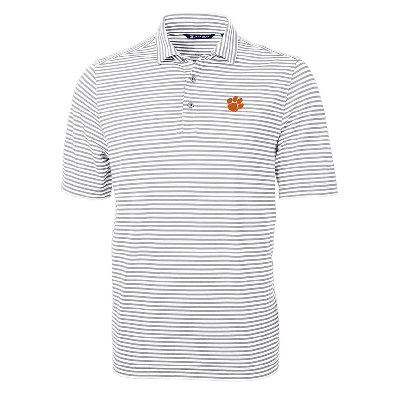 Cutter  Buck Clemson Tigers Virtue Eco Pique Stripe Recycled Polo