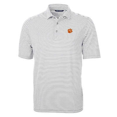 Cutter Buck Clemson Tigers Virtue Eco Pique Stripe Recycled Polo