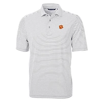 Cutter  Buck Clemson Tigers Virtue Eco Pique Stripe Recycled Polo