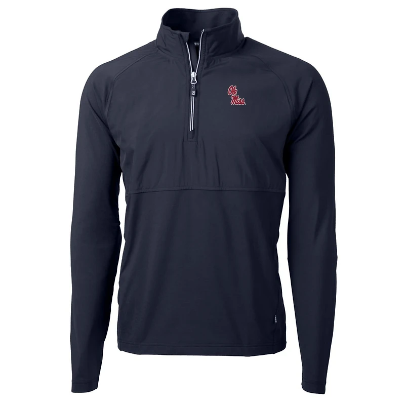 Cutter  Buck Navy Ole Miss Rebels Adapt Eco Knit Hybrid Recycled Quarter-Zip Pullover Top