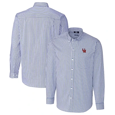 Cutter Buck Ole Miss Rebels Easy Care Stretch Gingham Long Sleeve Button-Down Shirt